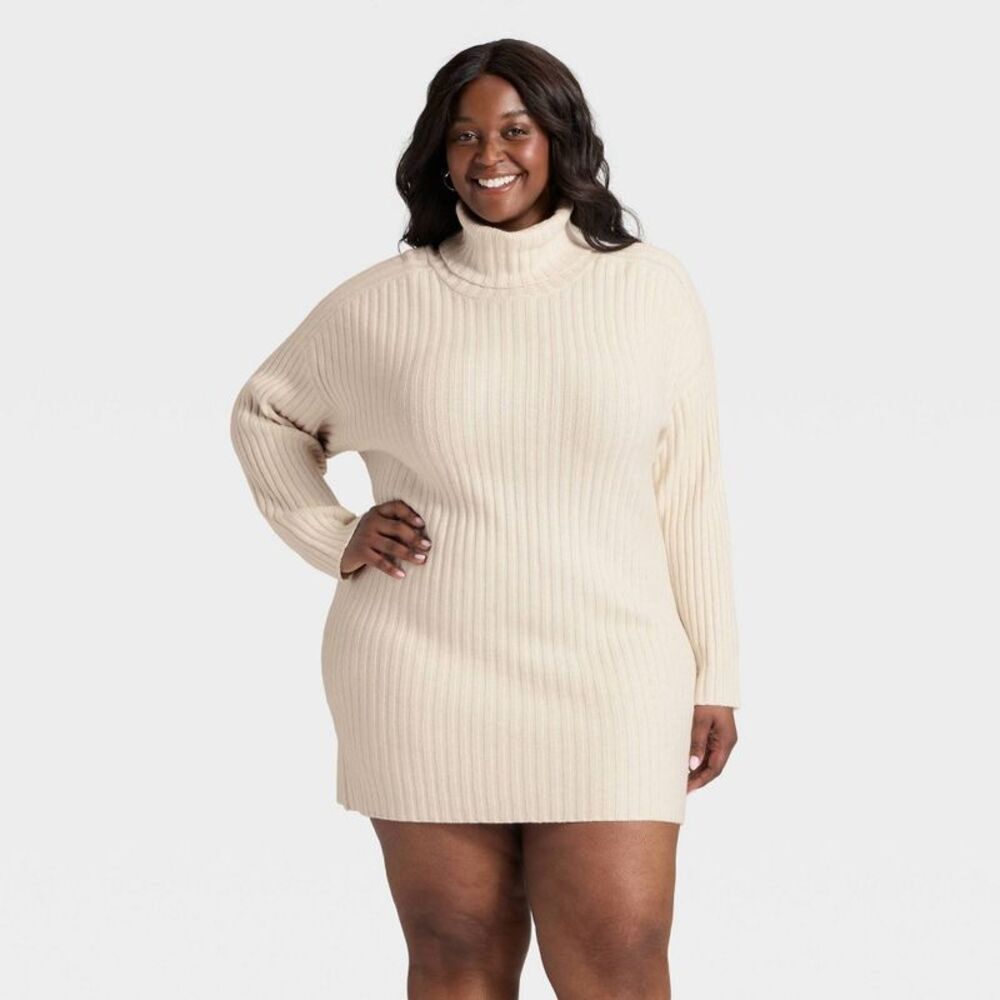Women's Mini Sweater Dress - A New Day Oatmeal XXL